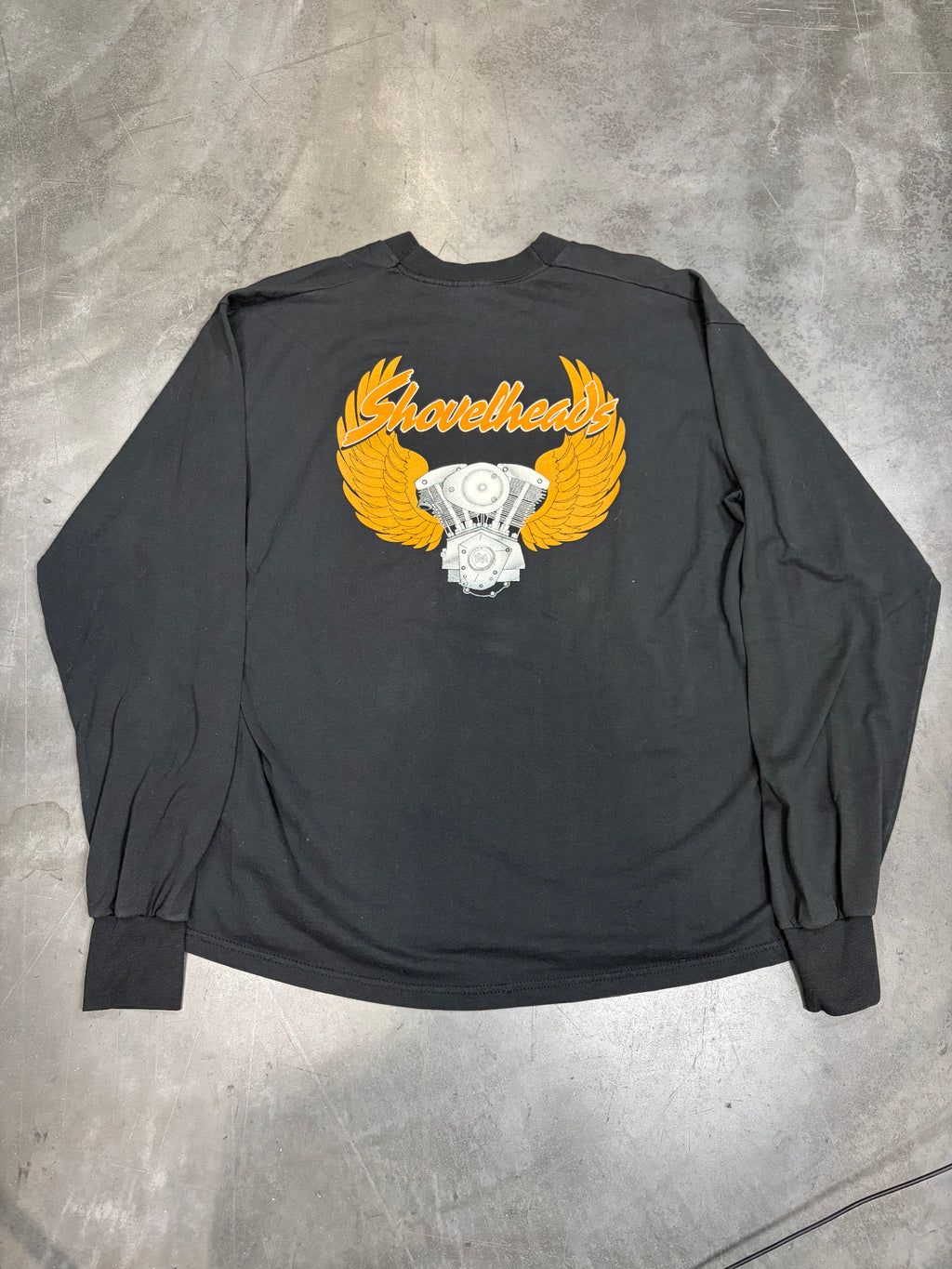 90s Shovelhead Motorcycle Vintage Faded Long Sleeve Shirt