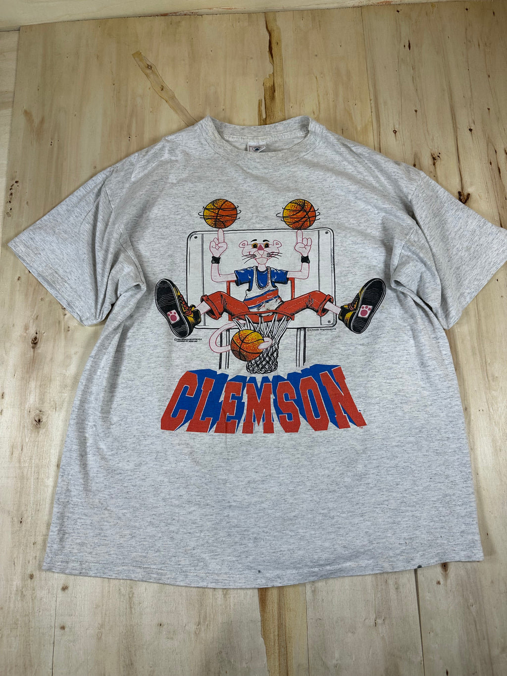 Clemson Tigers Grail Shirt 1993 Pink Panther NCAA Basketball Delta Tag Made USA