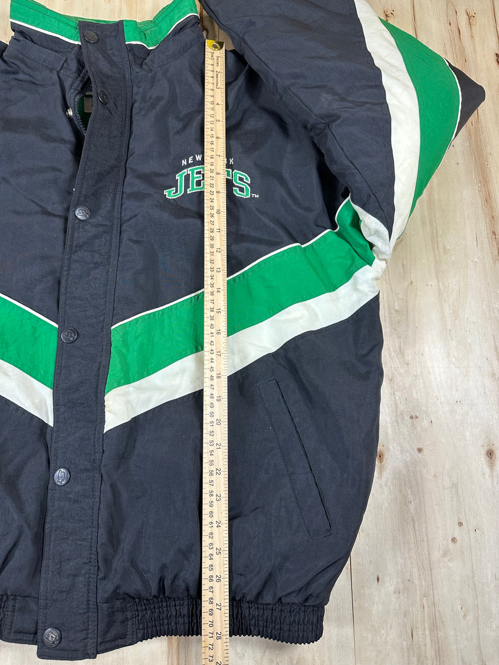 Vintage 90s Starter New York Jets Full Zip Puffer Jacket XL NFL Pro Line Black