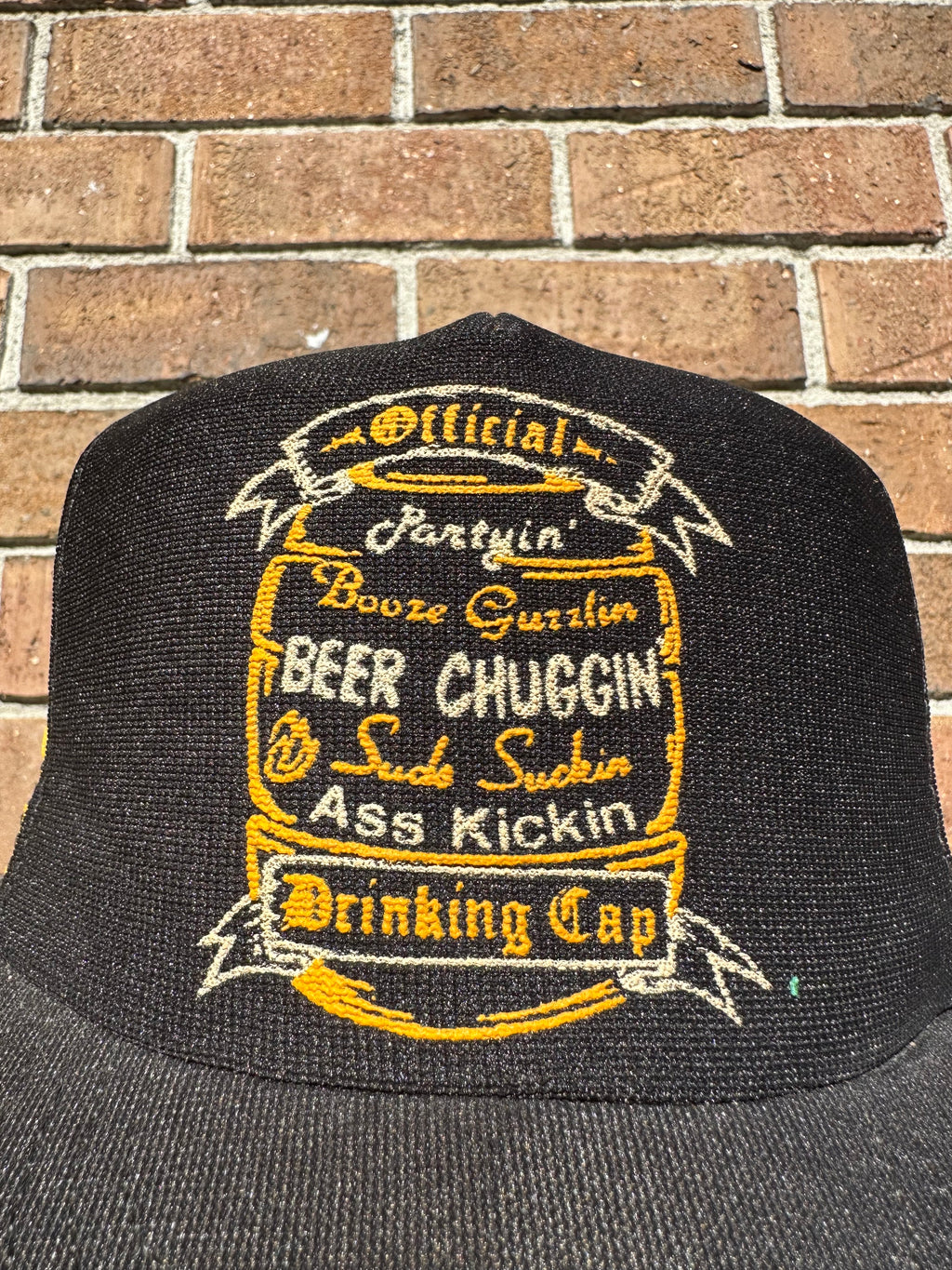 Three Stripes Hat Partying Beer Chugging Butt Kicking Vintage SnapBack Trucker