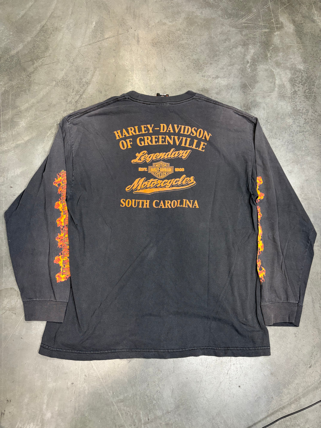Flame Sleeve Hits Harley Davidson Vintage Long Sleeve Shirt