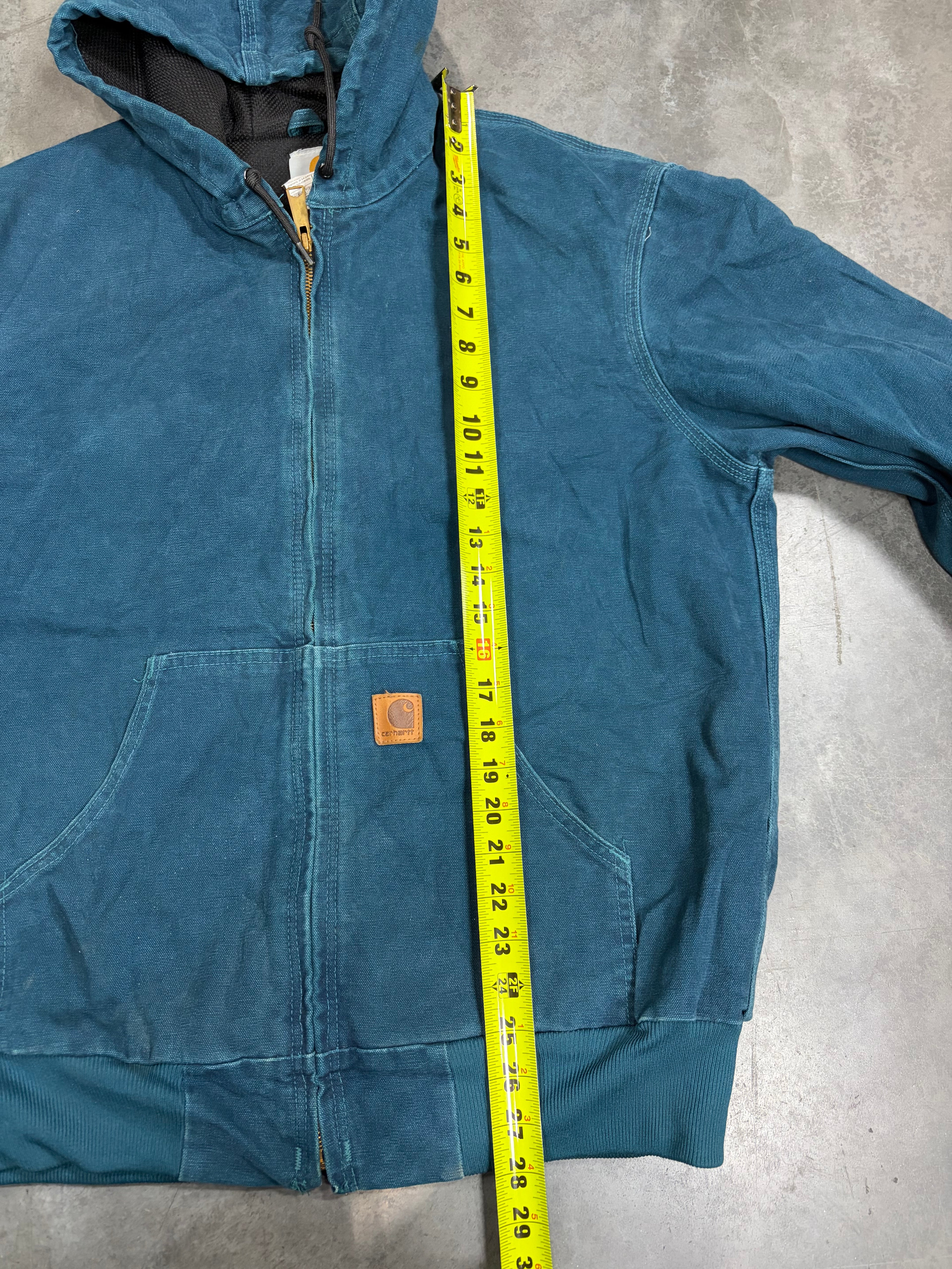Vintage Dark Teal Carhartt Hooded Jacket-J25 DTL