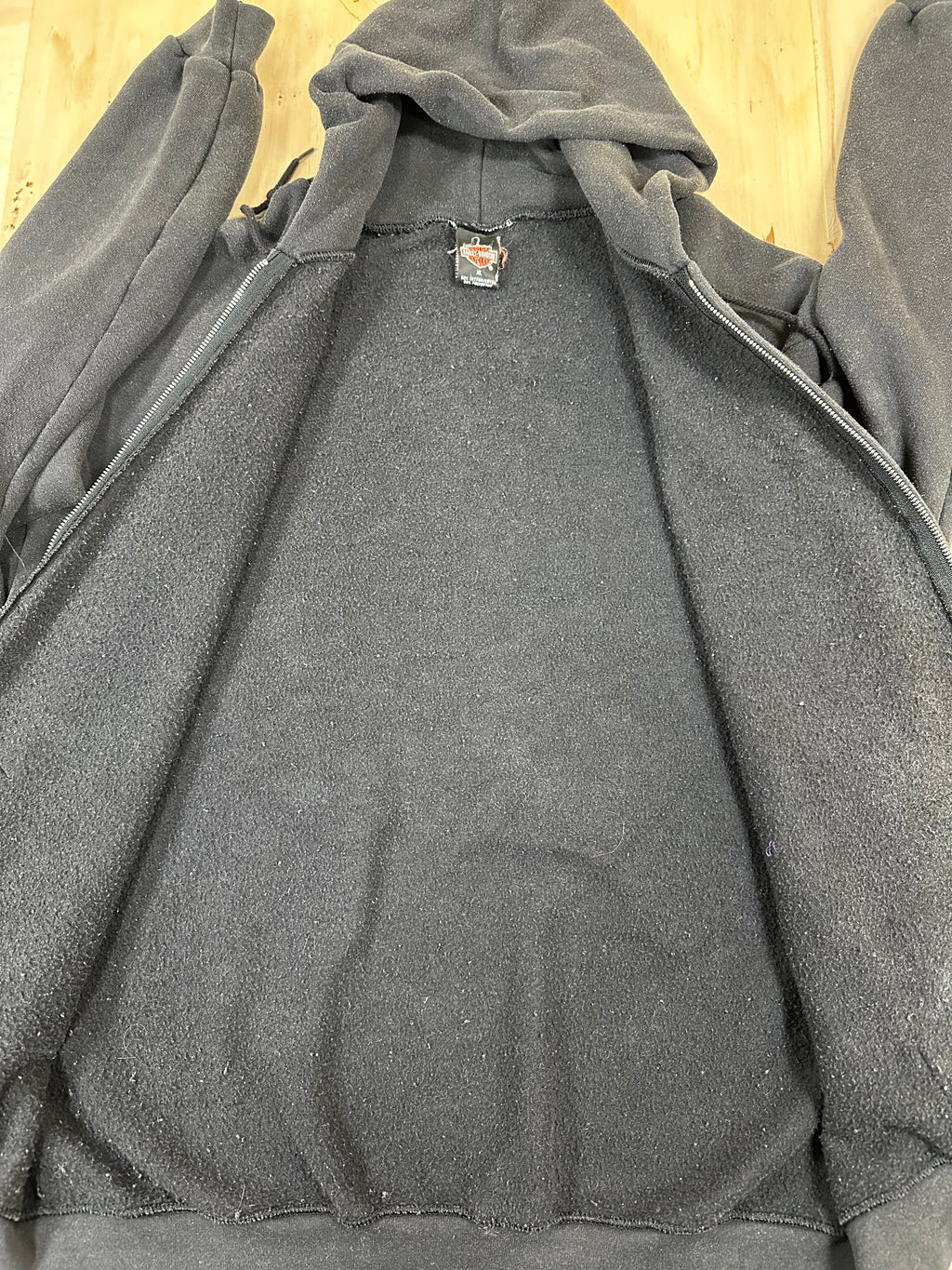 Harley Davidson Zip-Up Jacket Hoodie Flame Sleeve Hits Size XL Biker Motorcycle