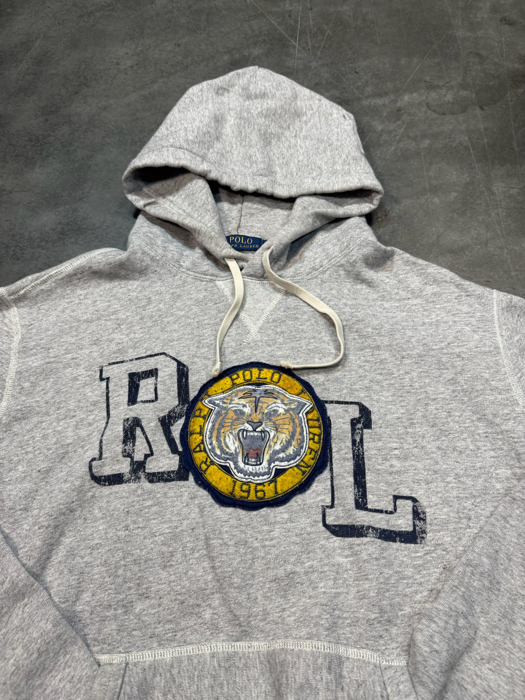 Polo Ralph Lauren Fierce Tiger Grey Stitched Hoodie Pullover