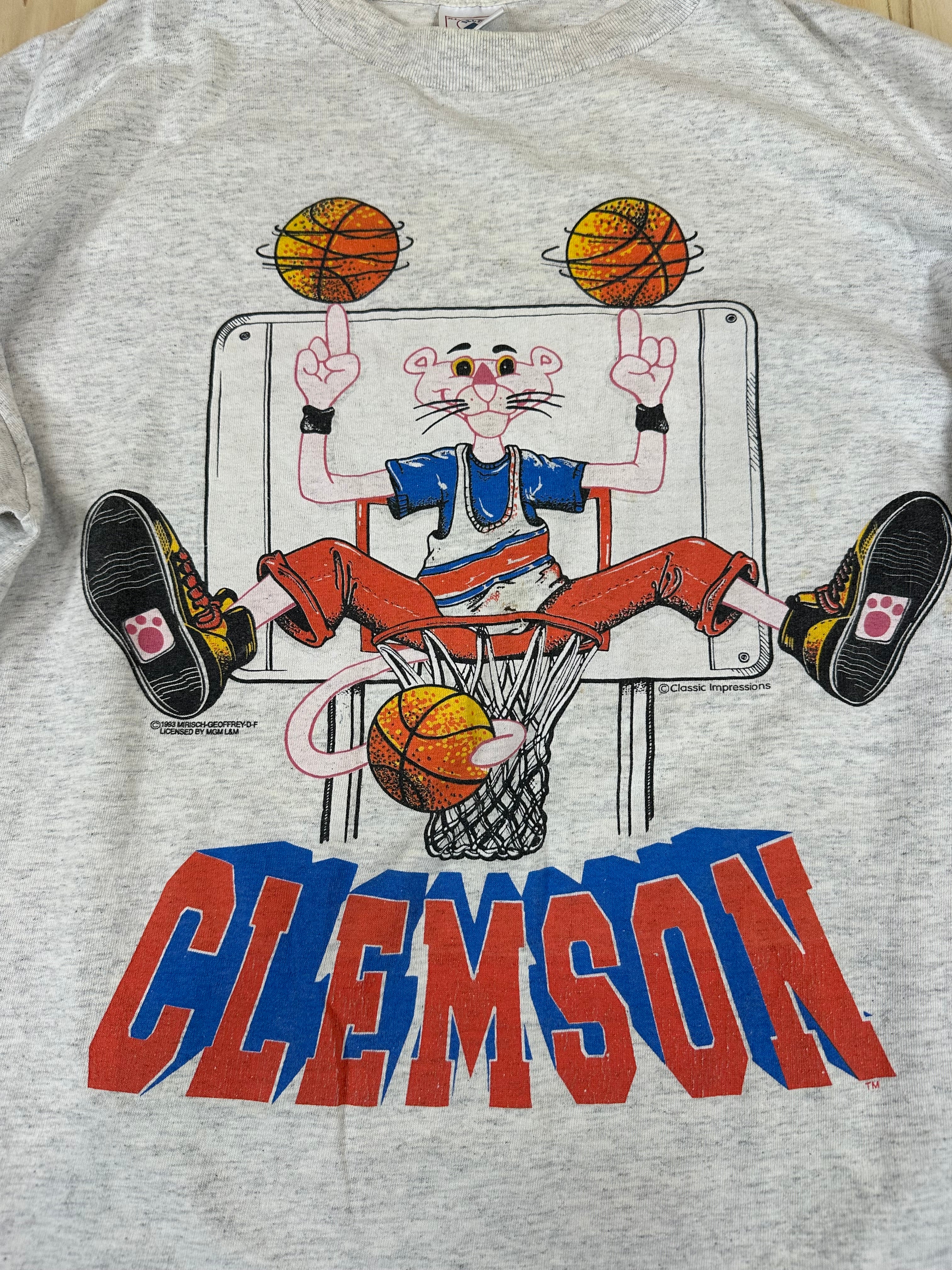 Clemson Tigers Grail Shirt 1993 Pink Panther NCAA Basketball Delta Tag Made USA