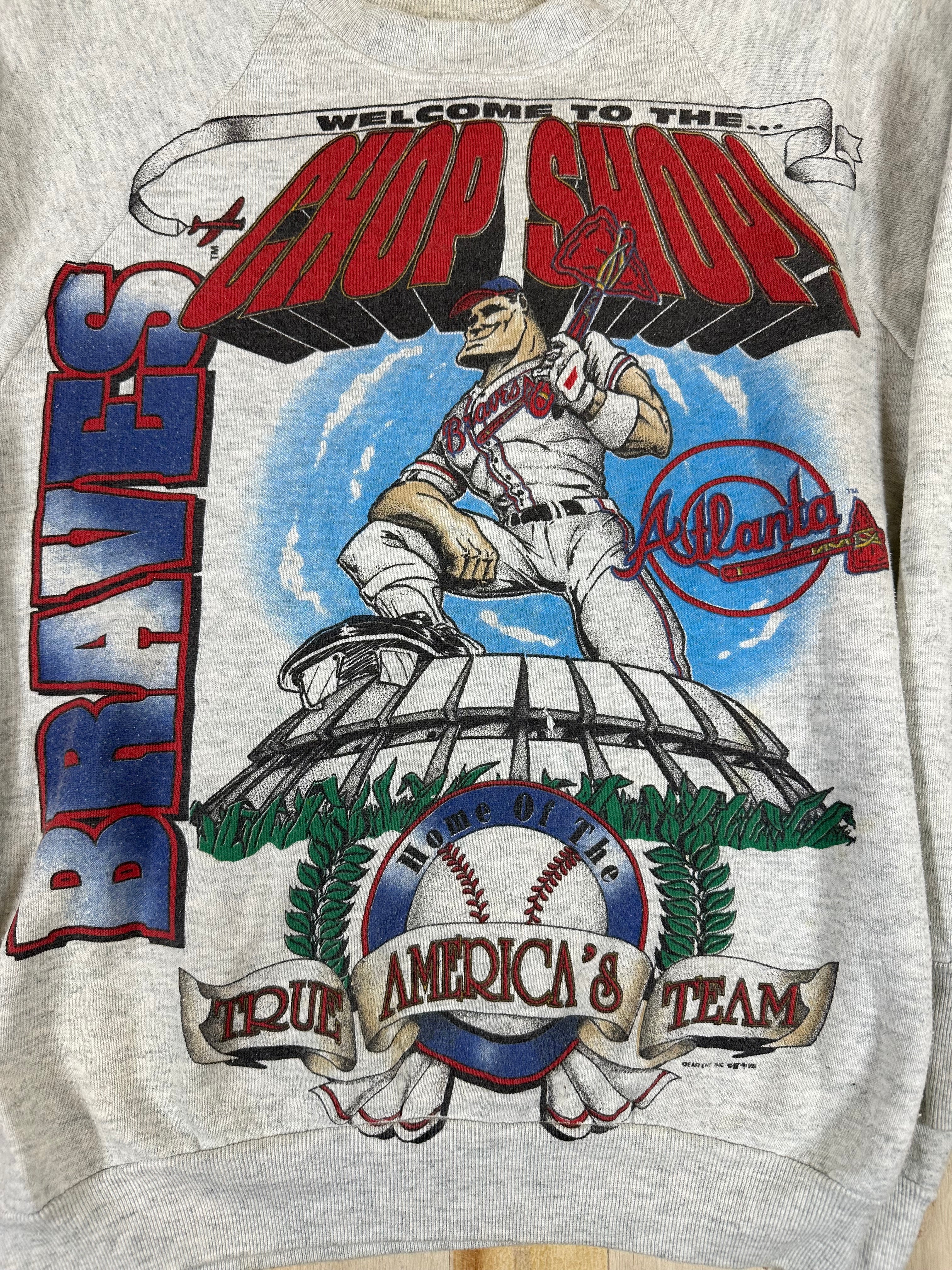 Atlanta Braves Welcome To The Chop Shop VTG Crewneck Fruit Of The Loom Made USA
