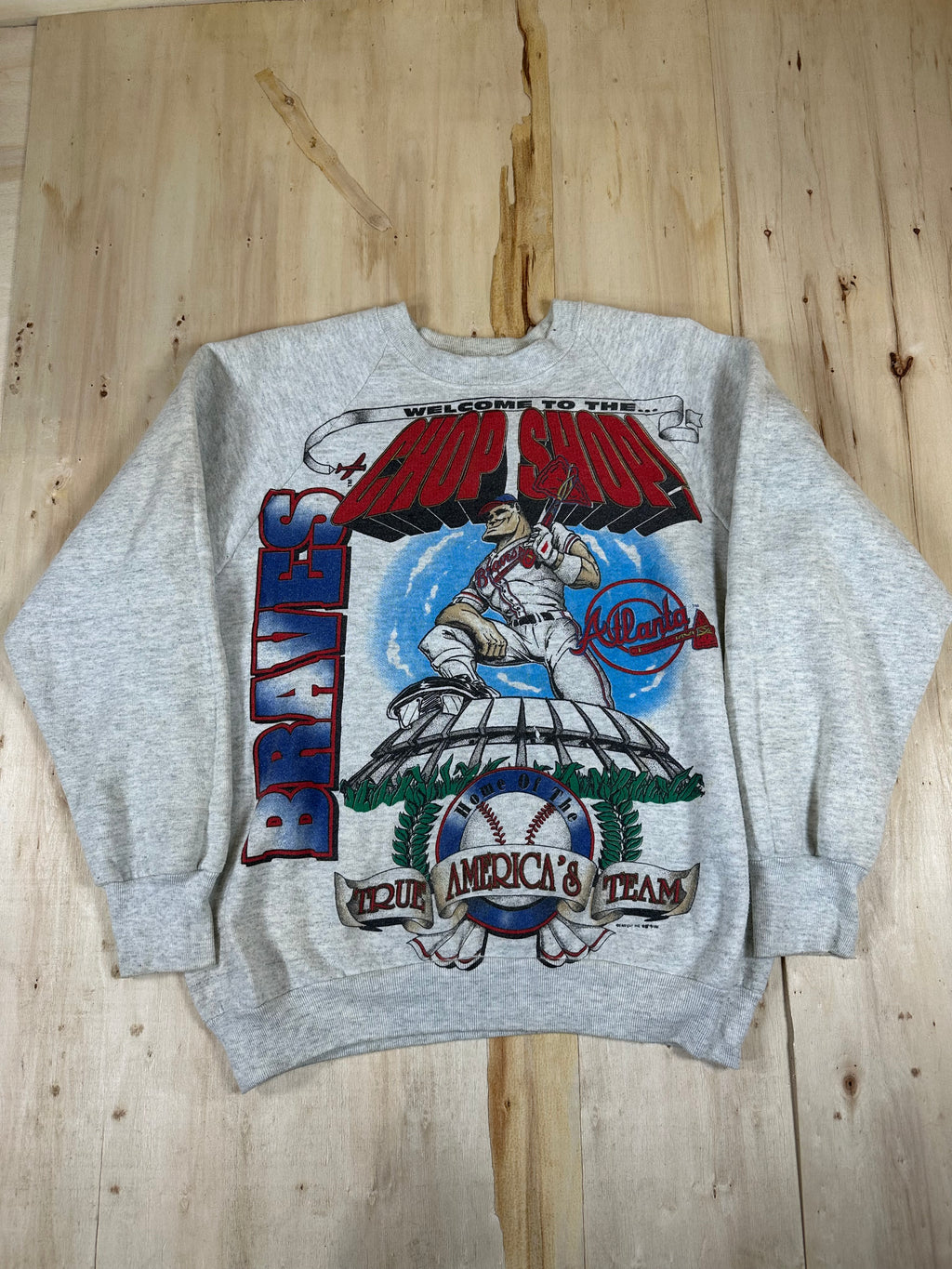 Atlanta Braves Welcome To The Chop Shop VTG Crewneck Fruit Of The Loom Made USA