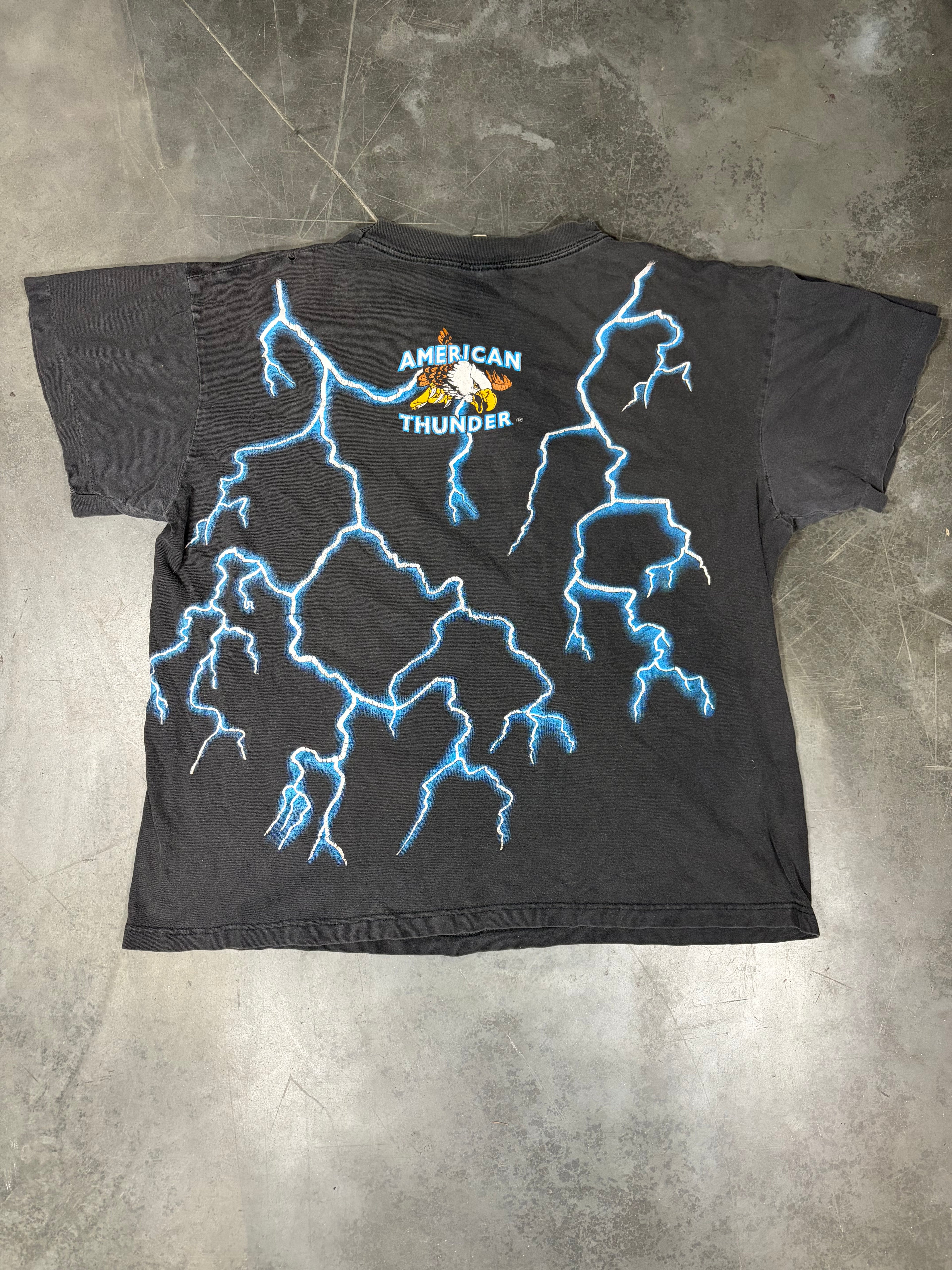 American Thunder Indian Chief Native American/ Wolf/Eagle Vintage Shirt