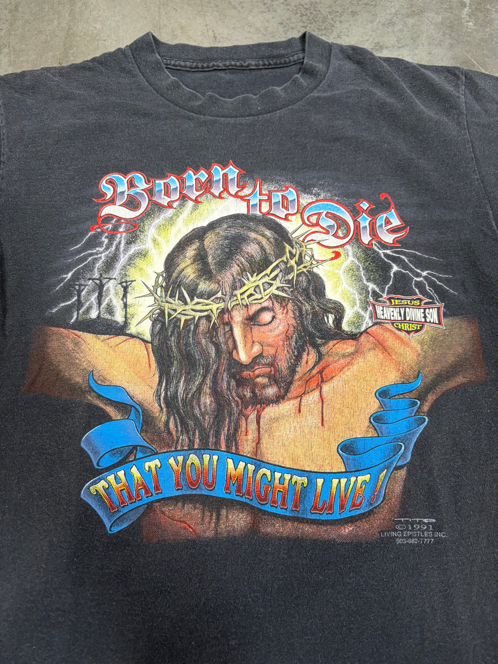 Born to Die 1991 Jesus Living Epistles Harley Davidson Vintage Shirt
