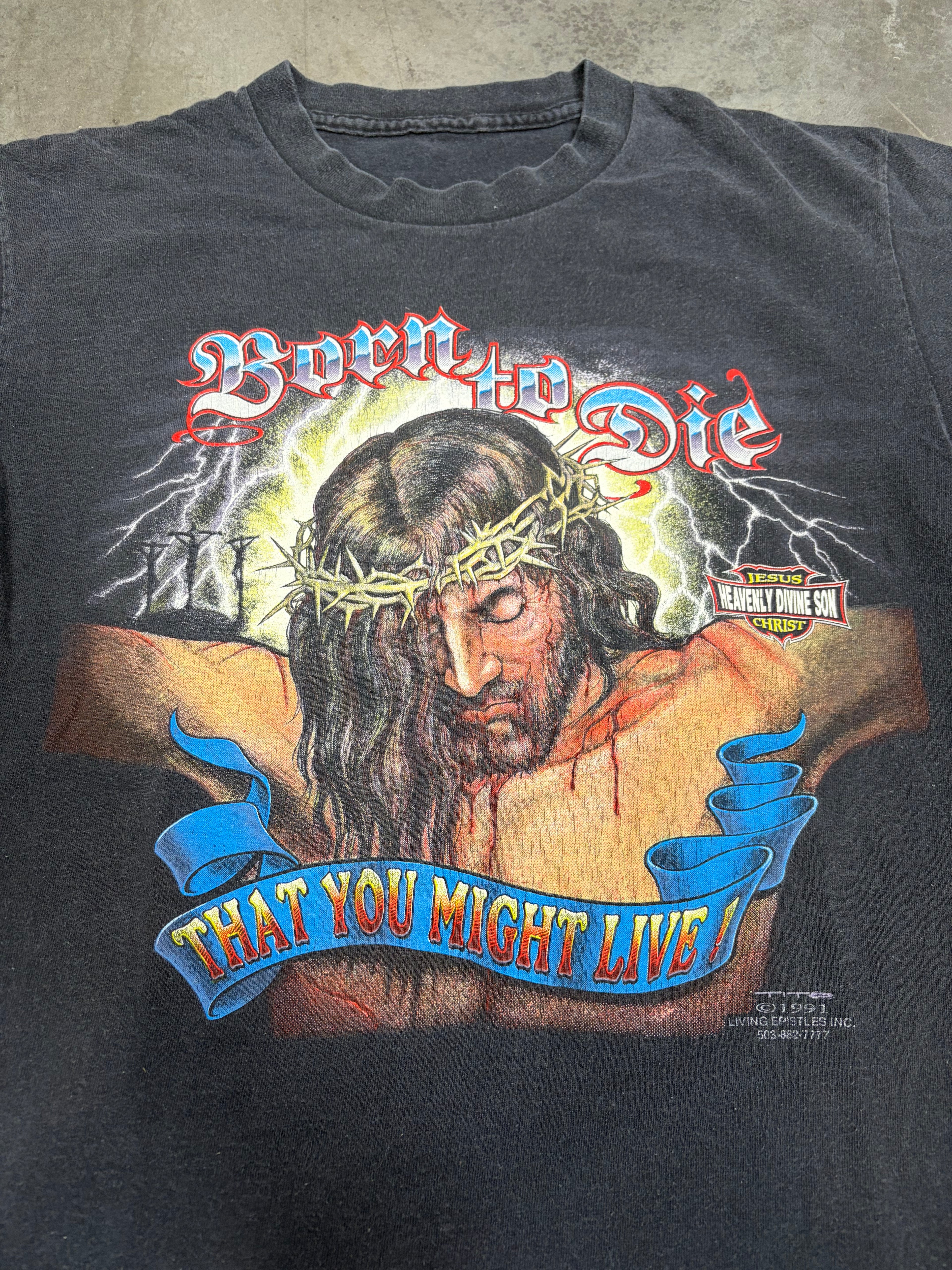 Born to Die 1991 Jesus Living Epistles Harley Davidson Vintage Shirt