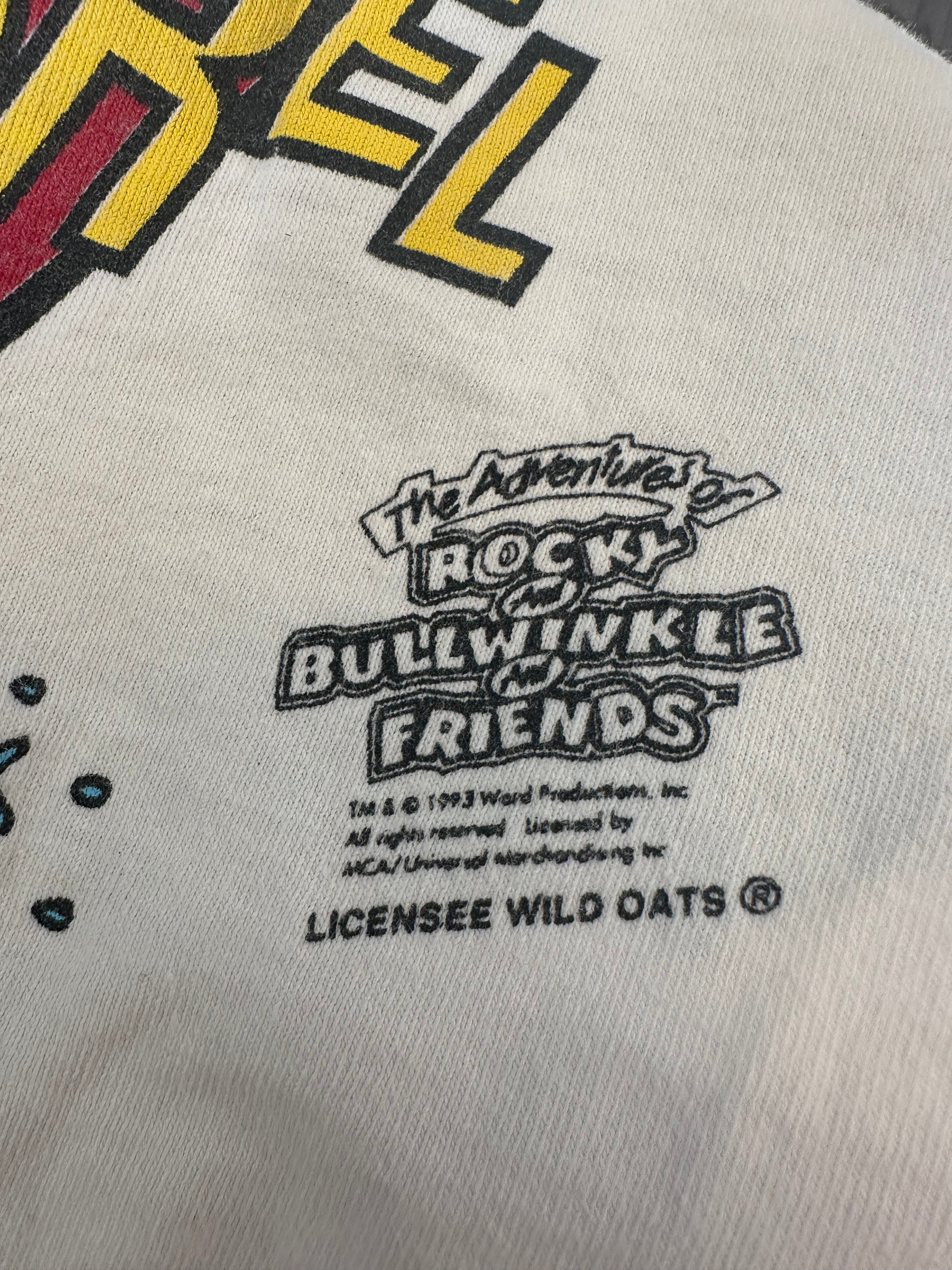 Vintage 1990s Rocky And Bullwinkle And Friends Show AOP T-shirt Wild Oats XL