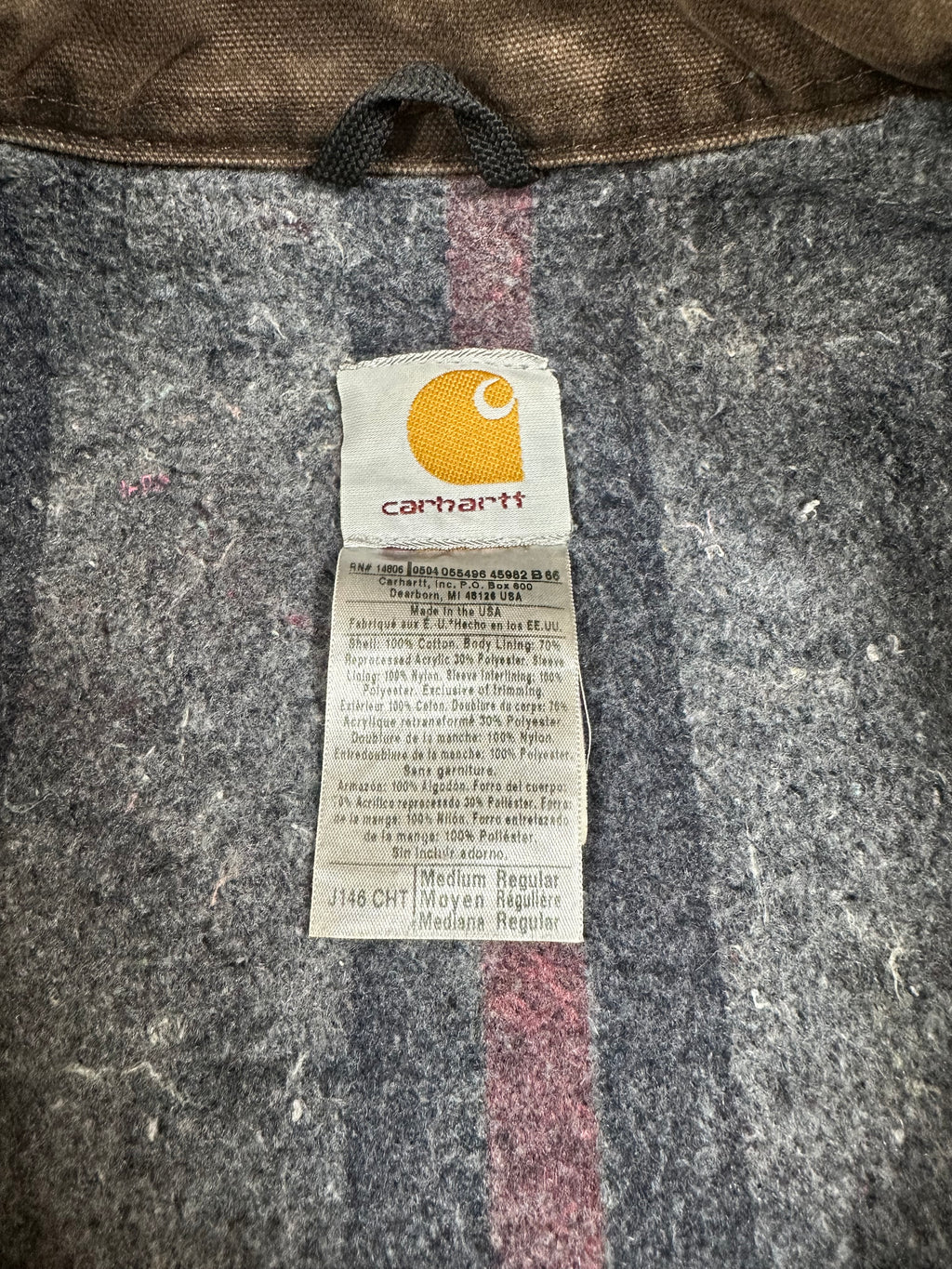 Carhartt J146 CHT Vintage Detroit Jacket Size MED Blanket Lined Y2K Made In USA