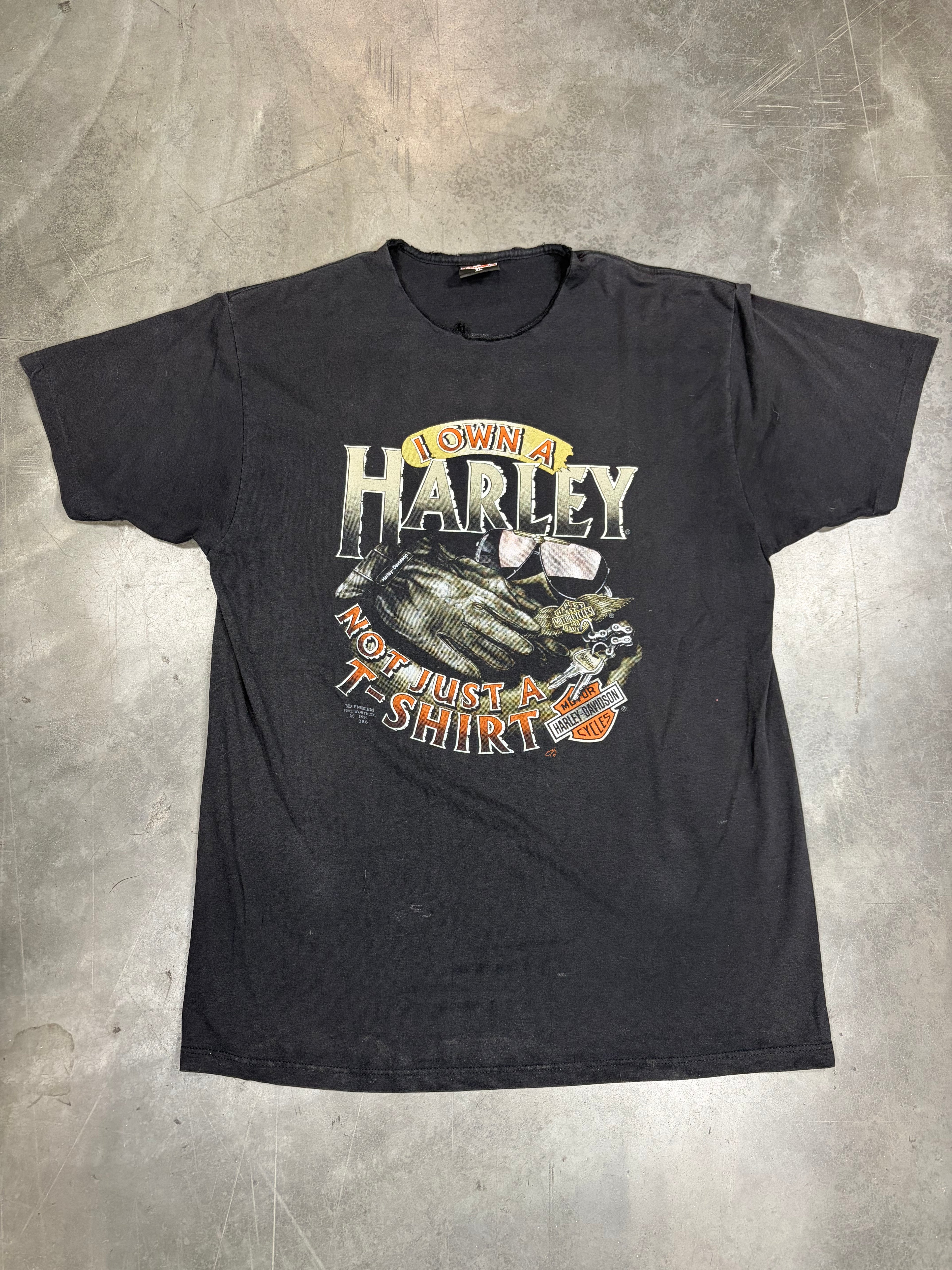 1993 I Own a Harley Sturgis Harley Davidson 3D Emblem Vintage Shirt