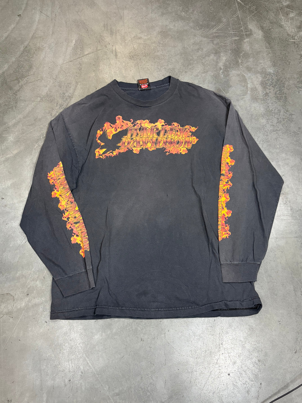 Flame Sleeve Hits Harley Davidson Vintage Long Sleeve Shirt