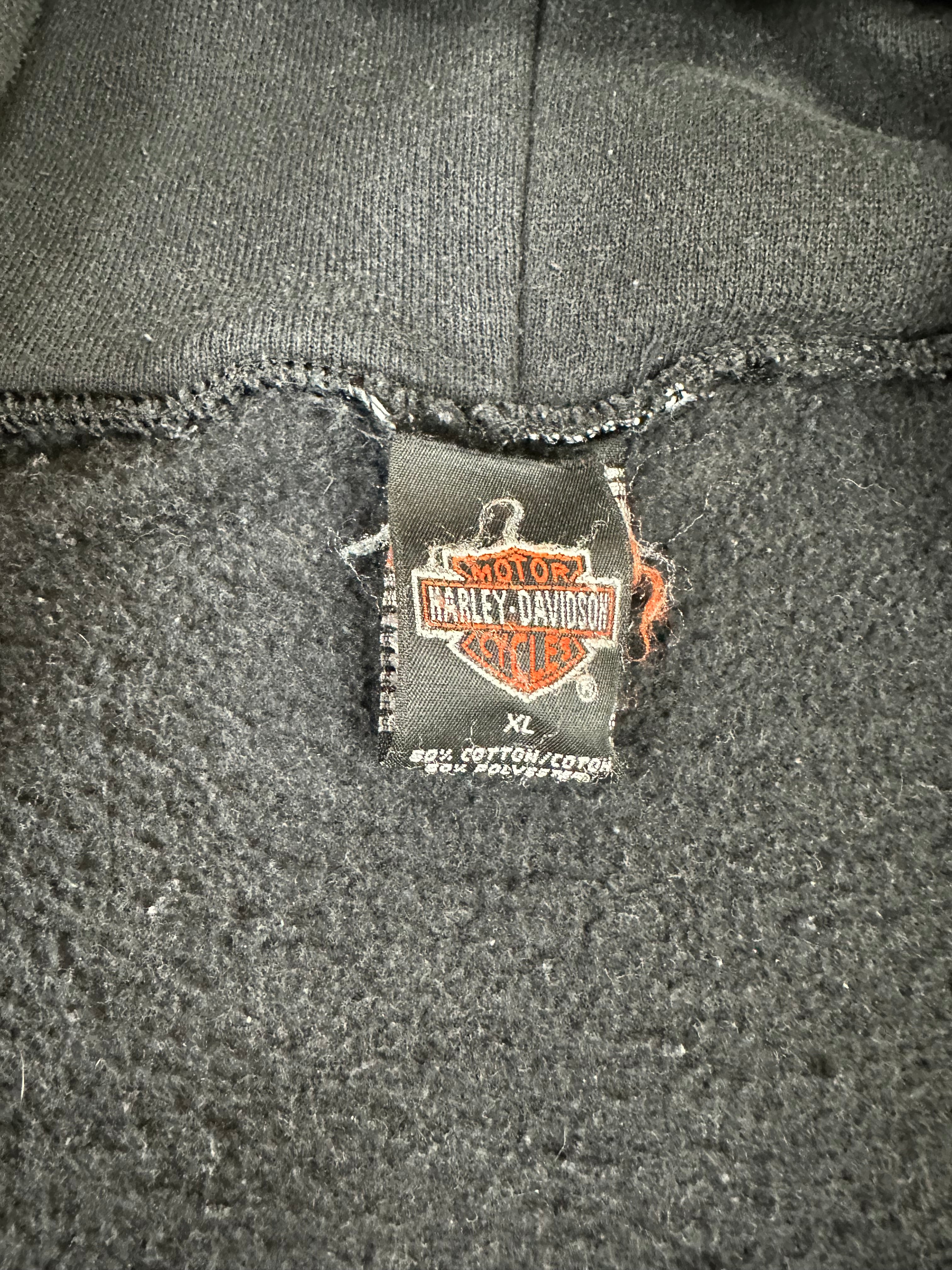 Harley Davidson Zip-Up Jacket Hoodie Flame Sleeve Hits Size XL Biker Motorcycle