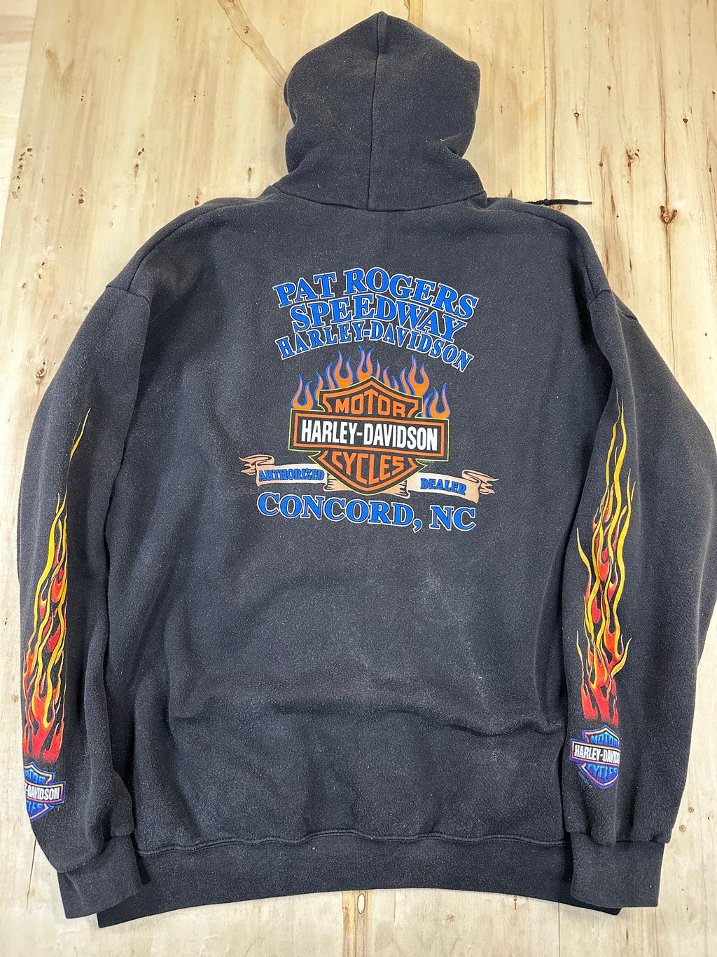 Harley Davidson Zip-Up Jacket Hoodie Flame Sleeve Hits Size XL Biker Motorcycle