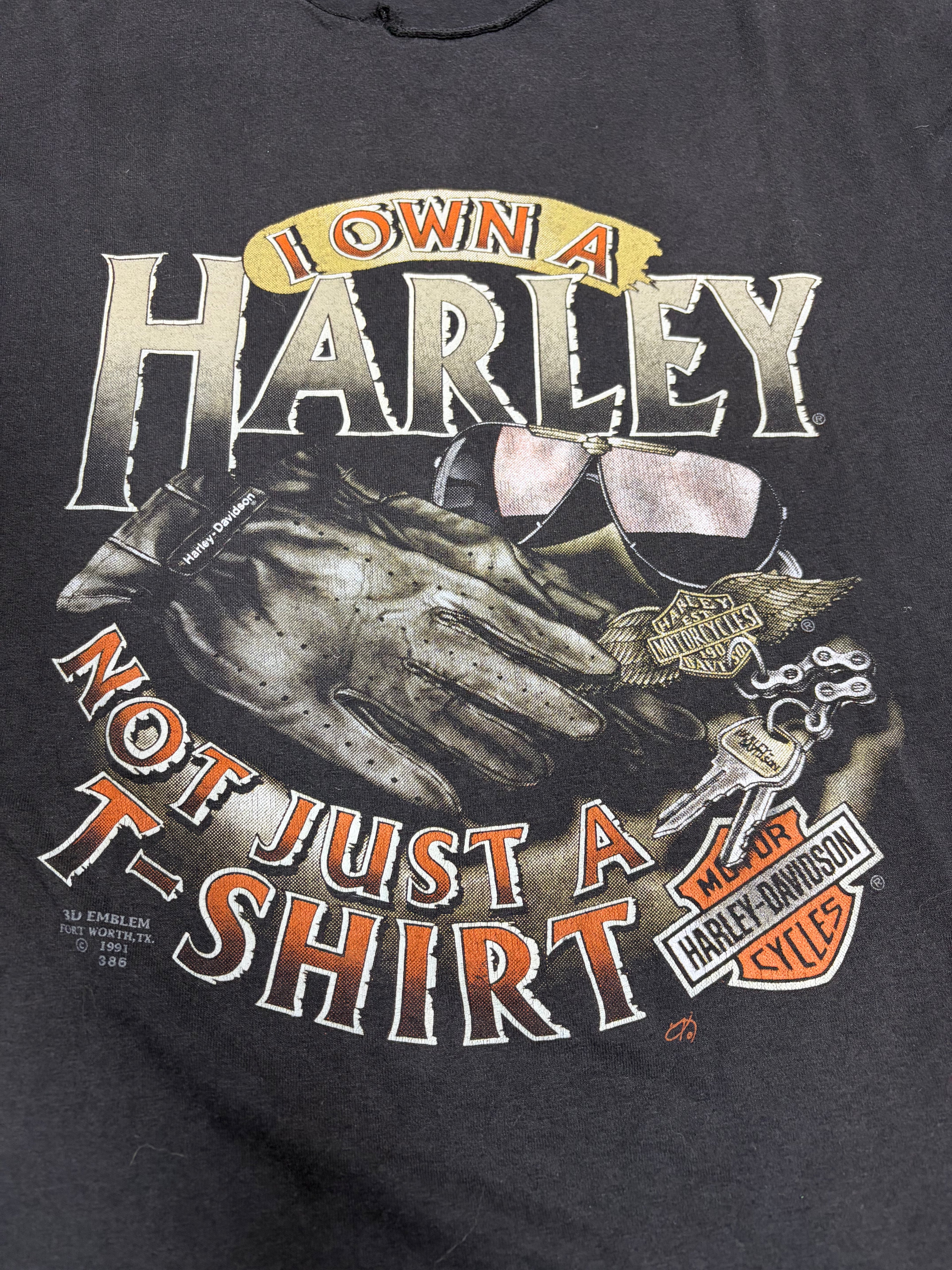 1993 I Own a Harley Sturgis Harley Davidson 3D Emblem Vintage Shirt