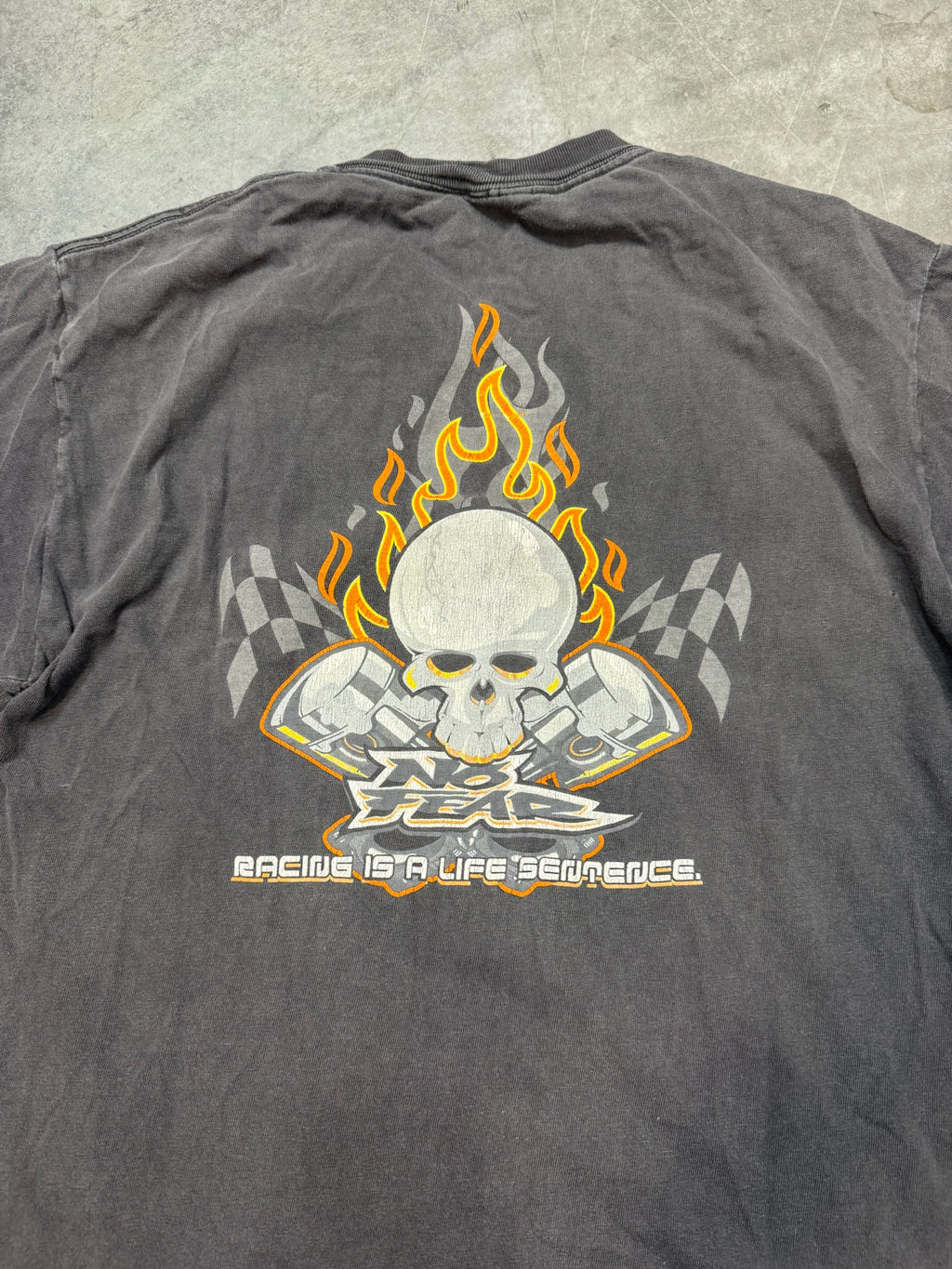 Faded No Fear Racing is a Life Sentence Skull Vintage Shirt