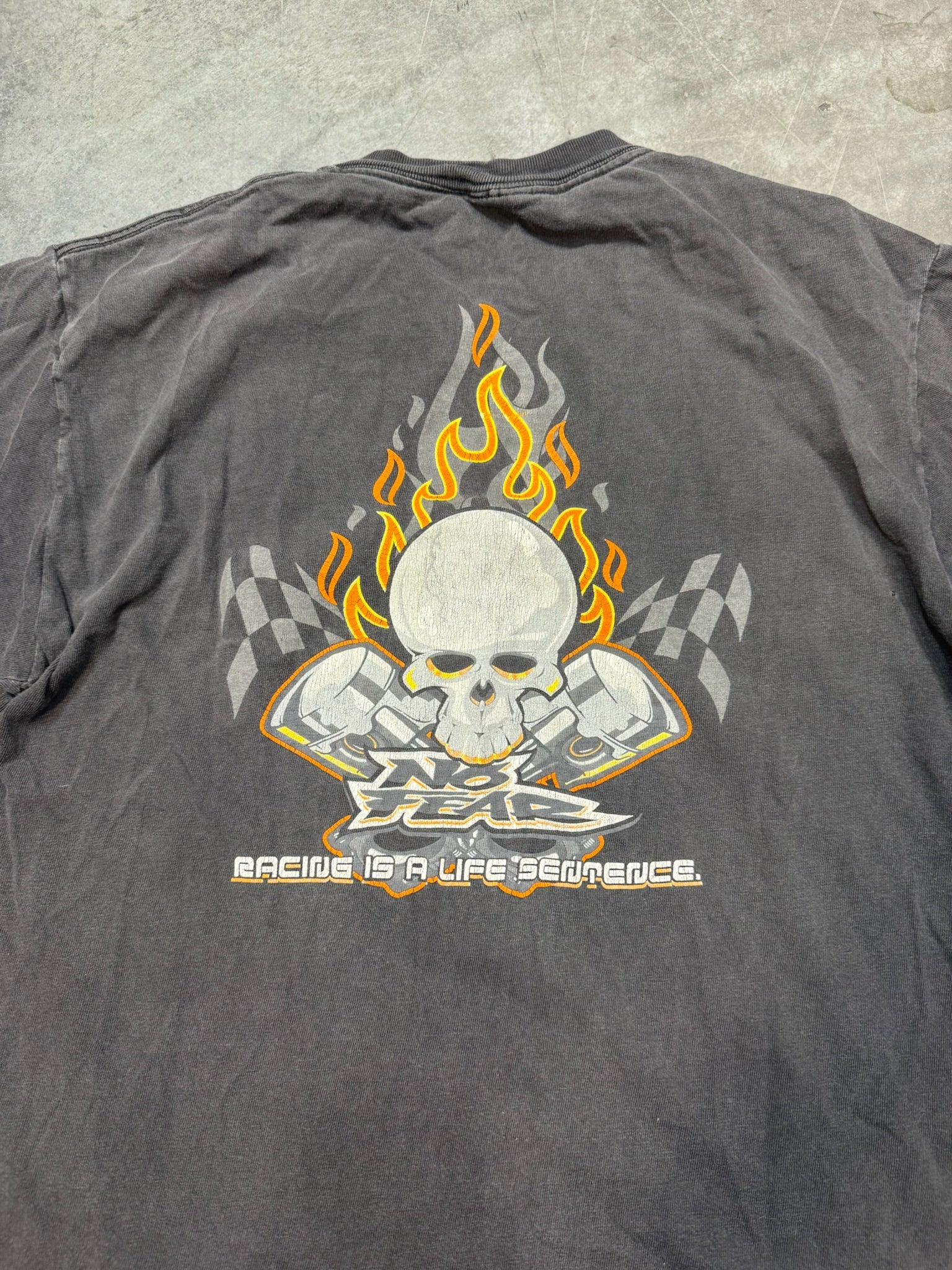 Faded No Fear Racing is a Life Sentence Skull Vintage Shirt
