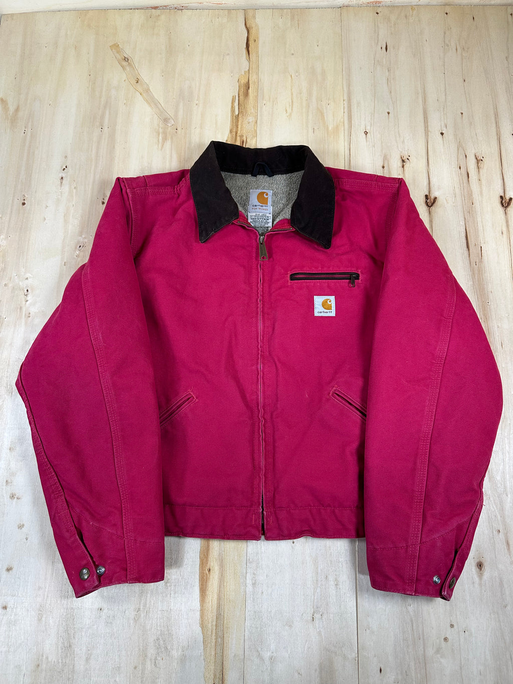 Vintage Carhartt WJ097 SCA Detroit Jacket MED Rare Scarlet Raspberry Pink Rose