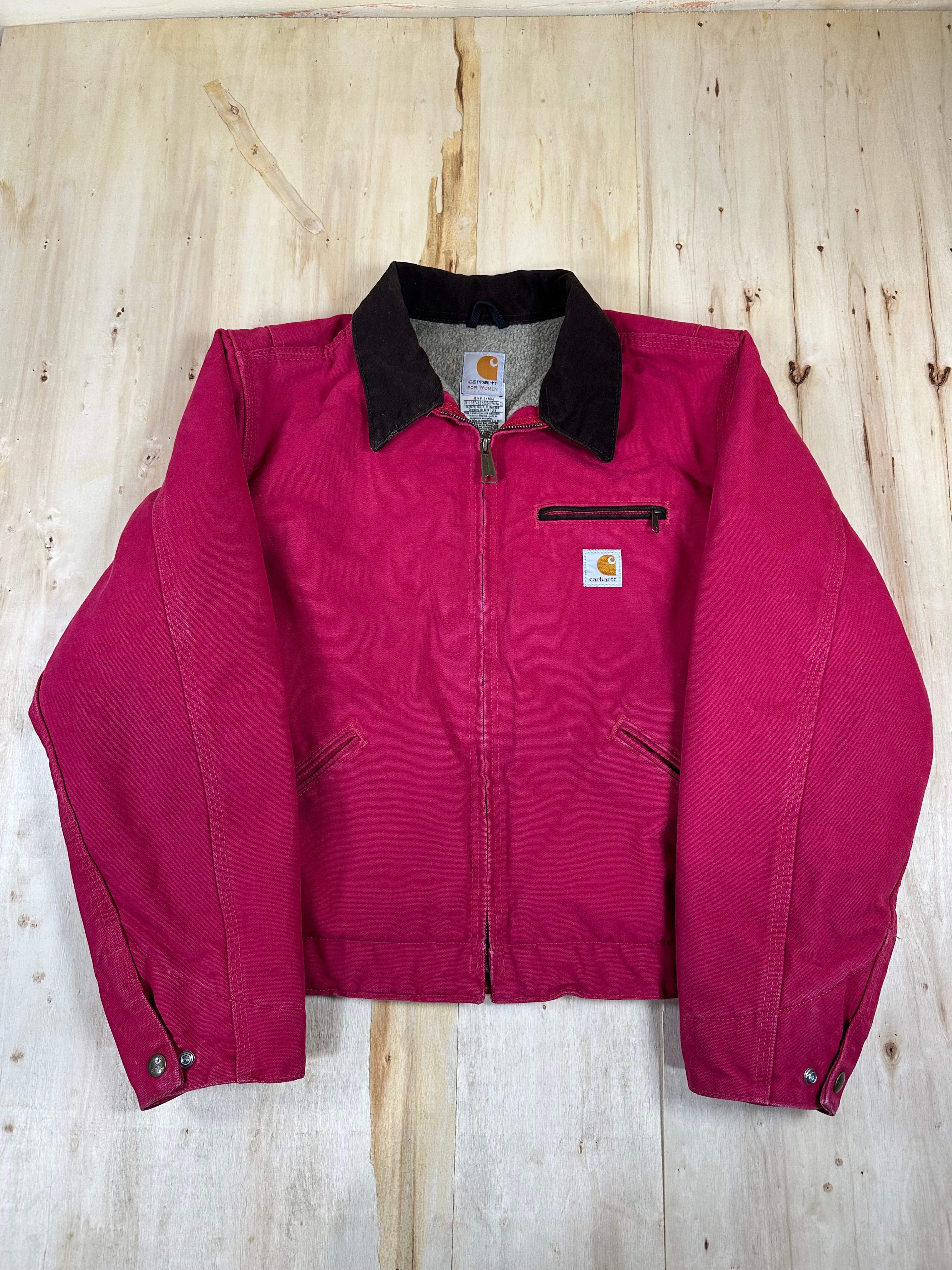 Vintage Carhartt WJ097 SCA Detroit Jacket MED Rare Scarlet Raspberry Pink Rose