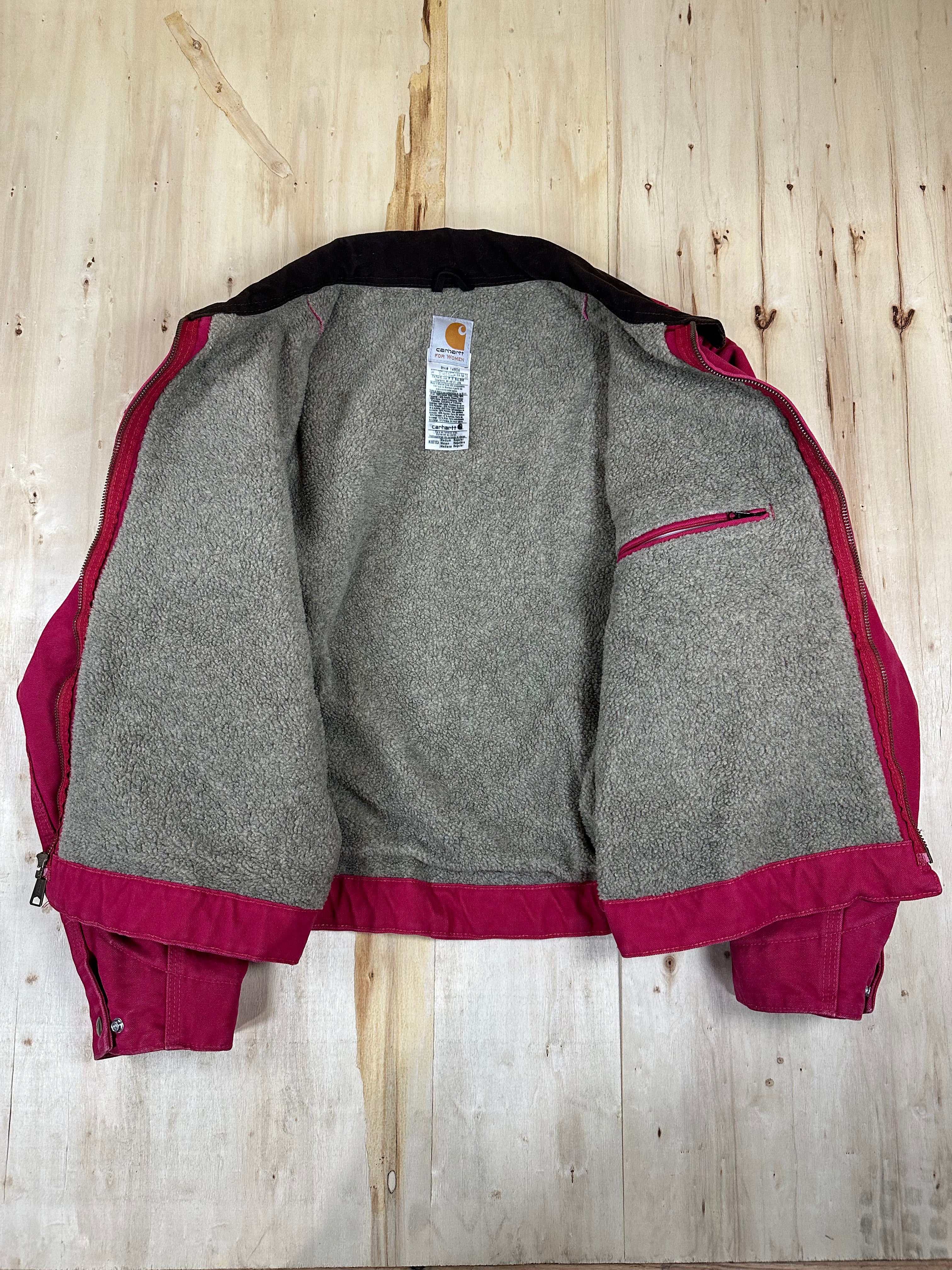 Vintage Carhartt WJ097 SCA Detroit Jacket MED Rare Scarlet Raspberry Pink Rose