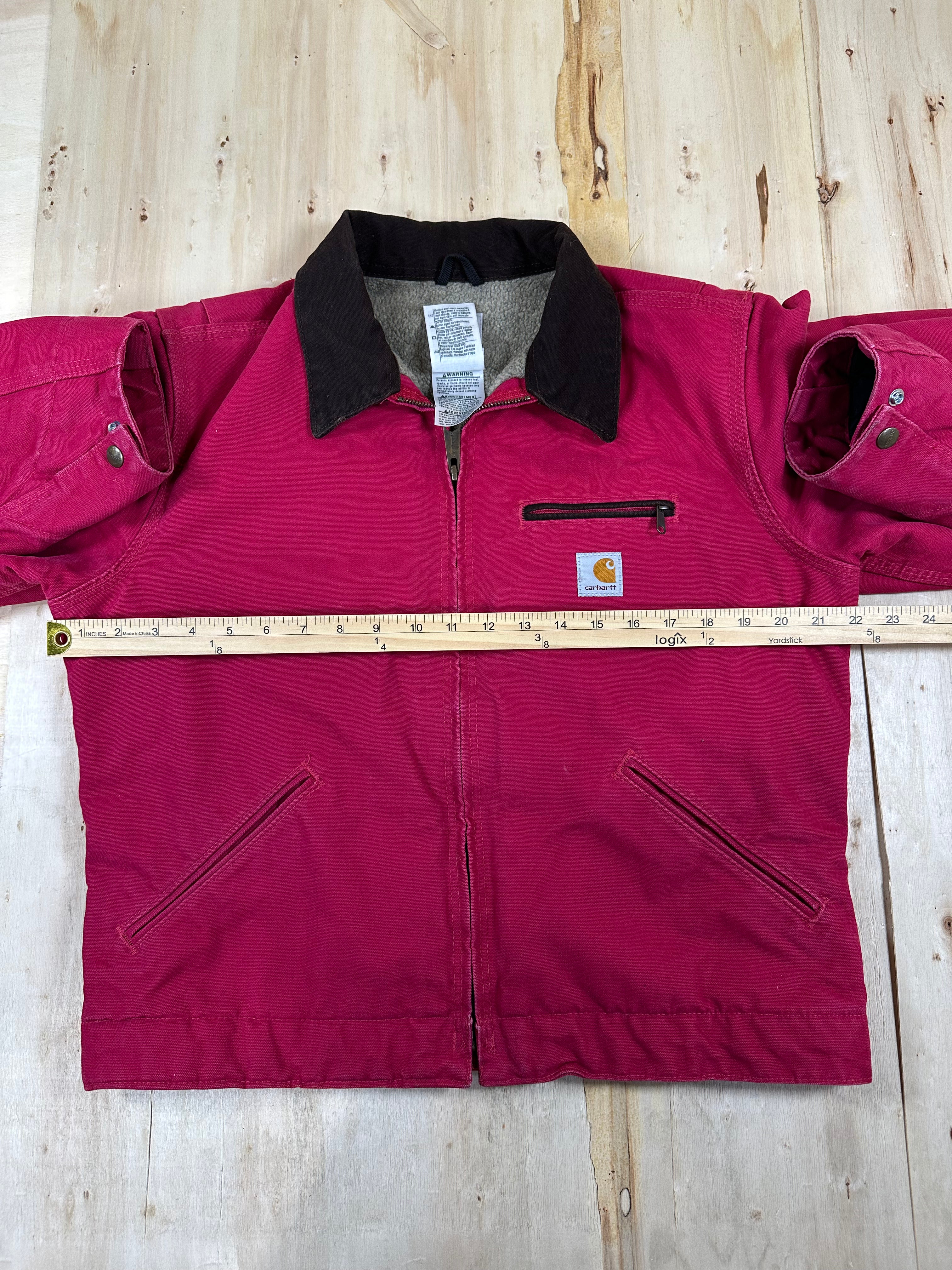 Vintage Carhartt WJ097 SCA Detroit Jacket MED Rare Scarlet Raspberry Pink Rose