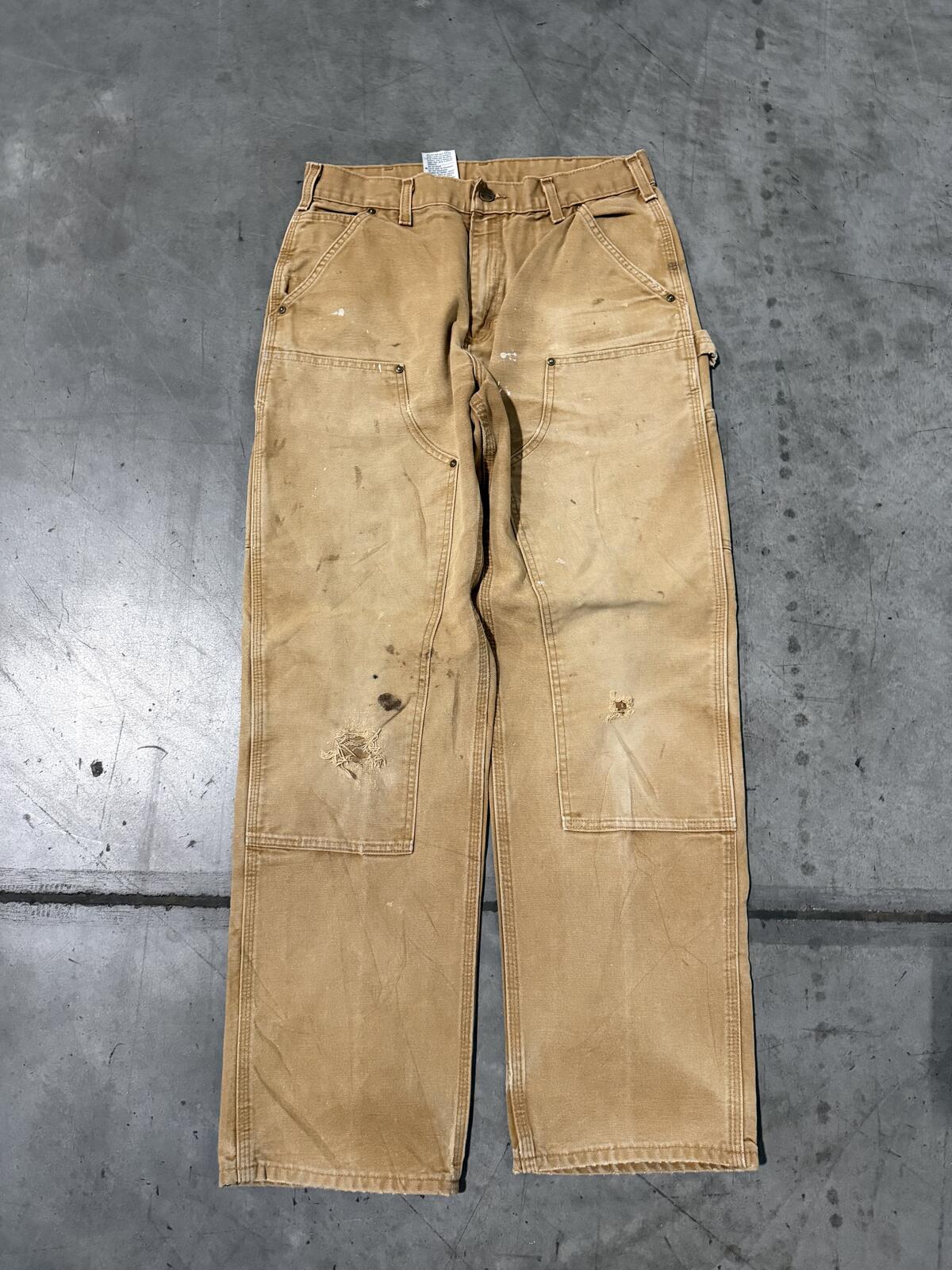 Carhartt B136 BRN Double Knee Carpenter Pants Size 32x32 Vintage