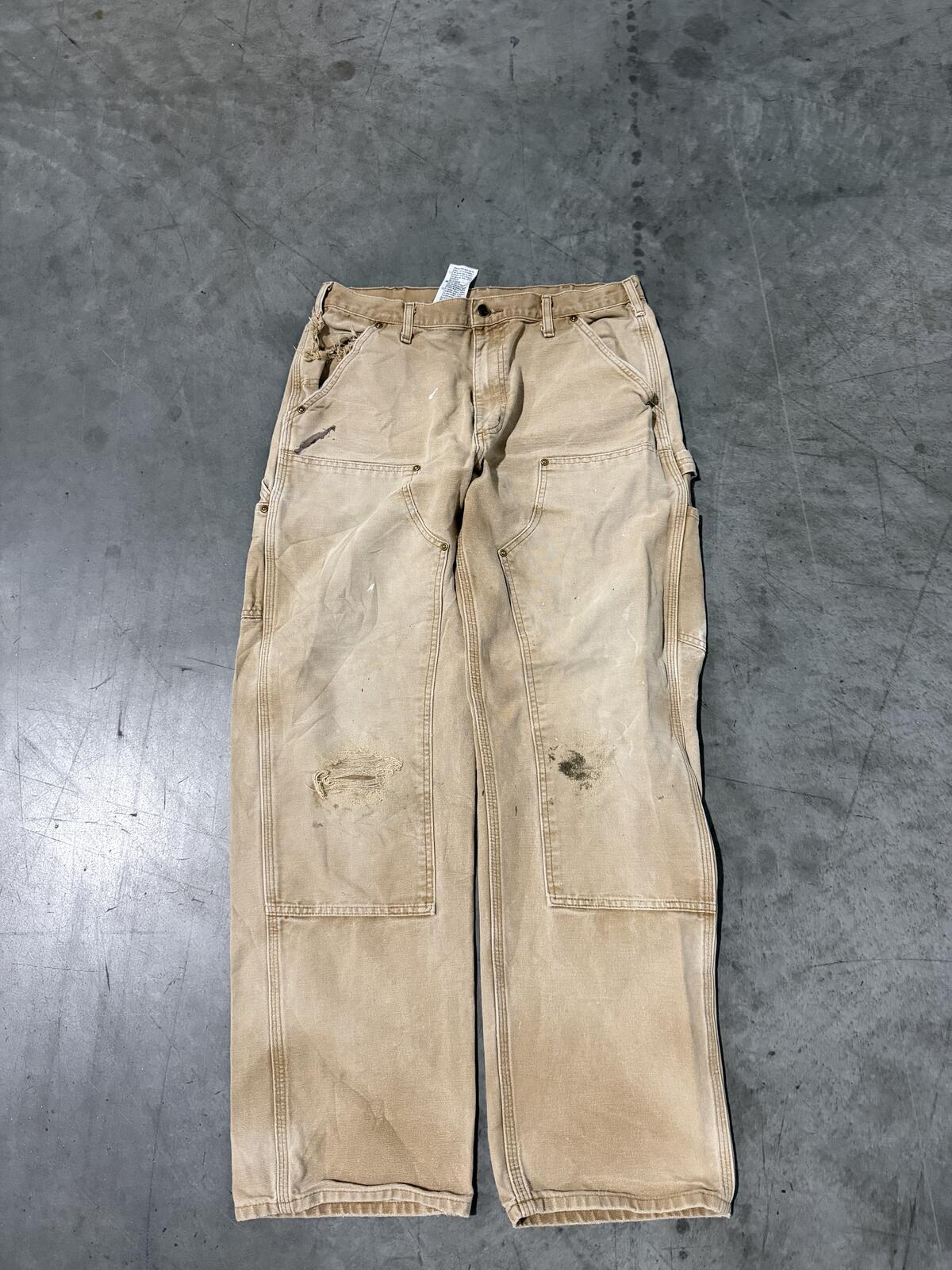 Carhartt B136 BRN Double Knee Carpenter Pants Size 34x32 Vintage