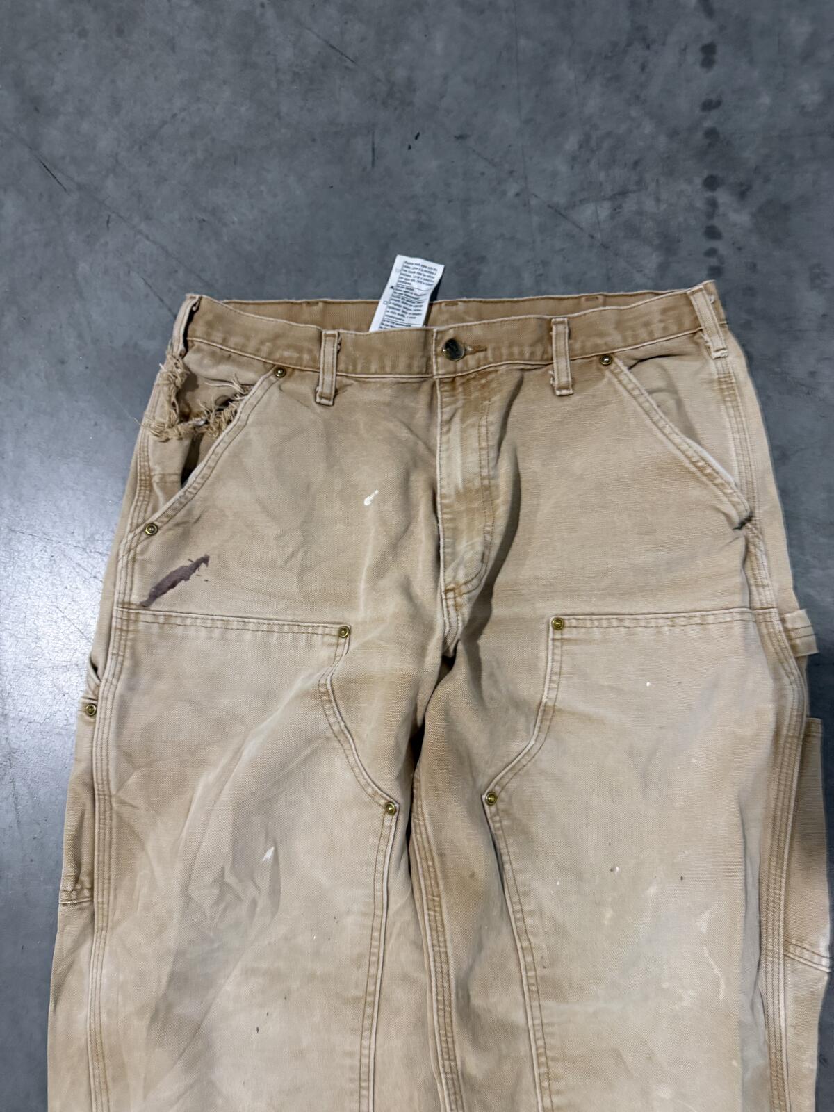 Carhartt B136 BRN Double Knee Carpenter Pants Size 34x32 Vintage