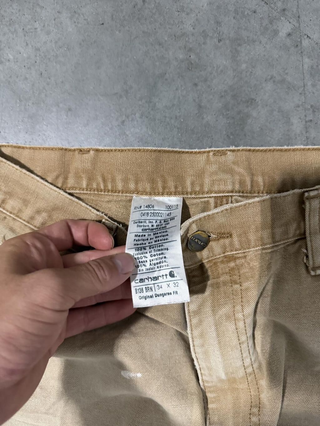 Carhartt B136 BRN Double Knee Carpenter Pants Size 34x32 Vintage