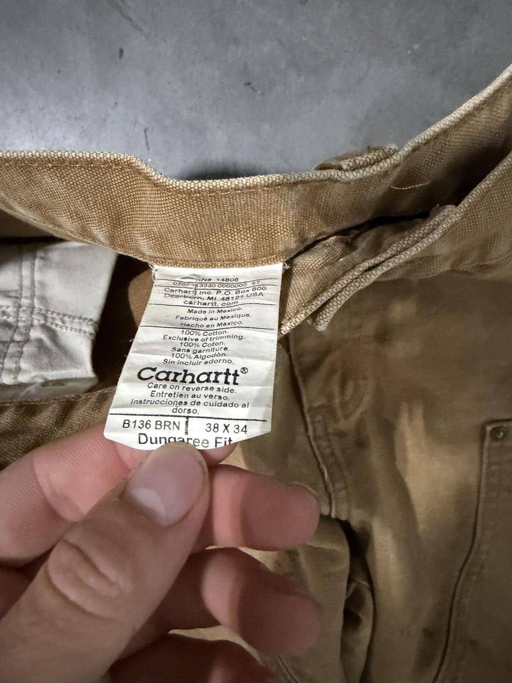 Carhartt B136 BRN Double Knee Carpenter Pants Size 38x34 Vintage