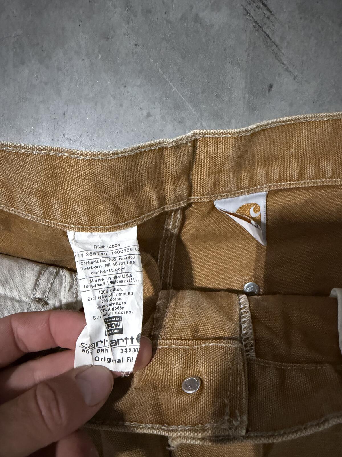Carhartt B01 BRN Double Knee Carpenter Pants Size 34x30 Vintage
