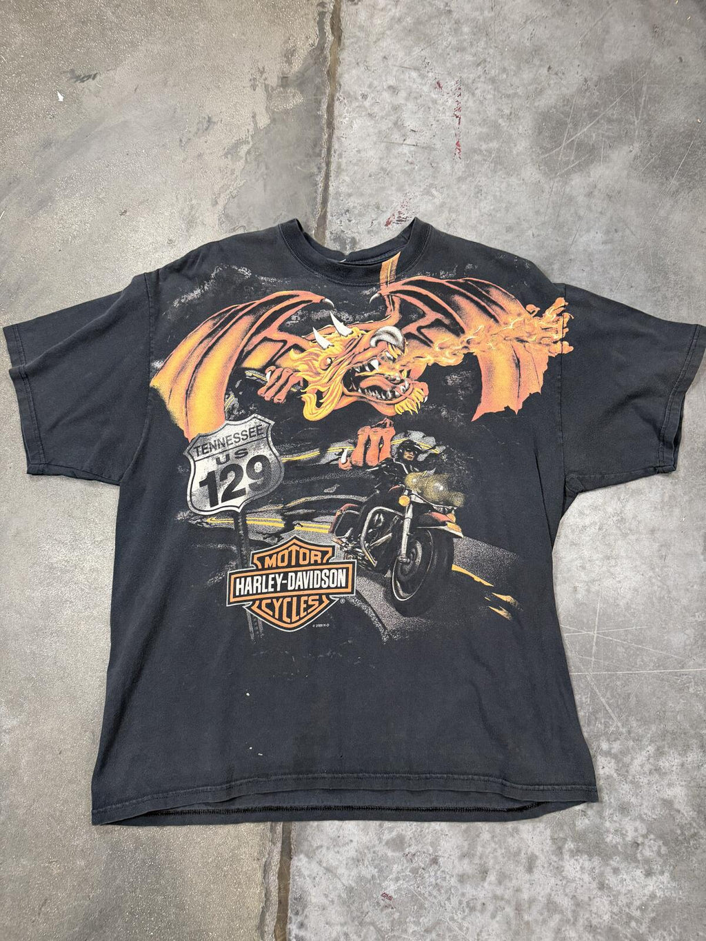 Harley Davidson Smoky Mountain Tennessee Dragon Long Sleeve Shirt 3D Large 2009