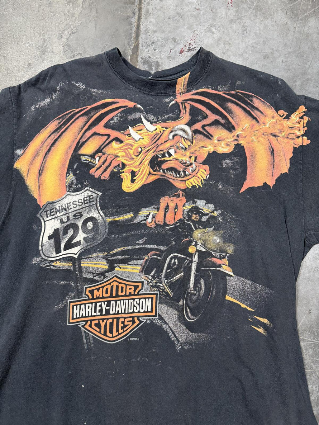 Harley Davidson Smoky Mountain Tennessee Dragon Long Sleeve Shirt 3D Large 2009