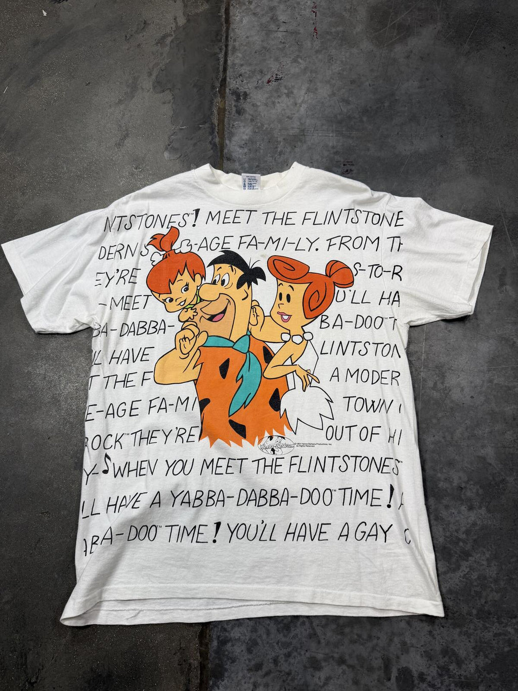 Vintage1994 Flintstones AOP T Shirt L Single Stitch Hanna Barbera