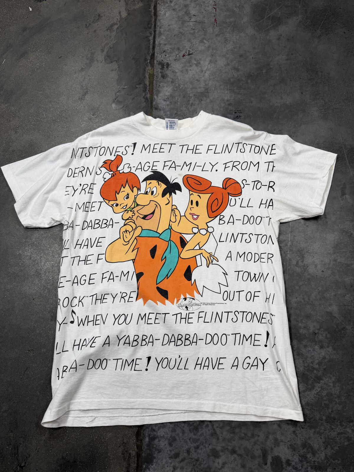 Vintage1994 Flintstones AOP T Shirt L Single Stitch Hanna Barbera