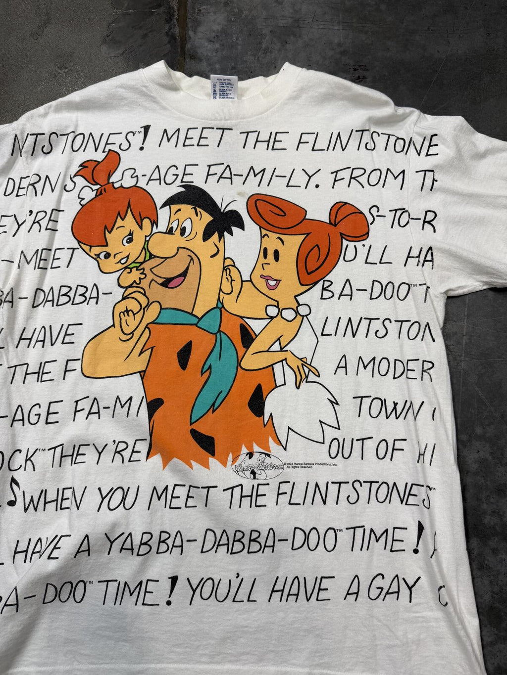 Vintage1994 Flintstones AOP T Shirt L Single Stitch Hanna Barbera